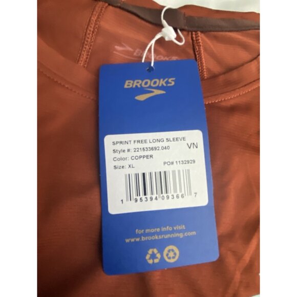 Brooks Women Size XL Copper Sprint Free Long Sleeve Top Breathable Recycled Fabr - Picture 6 of 9